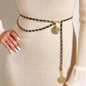 Elegant Gold and Black Chain Belt